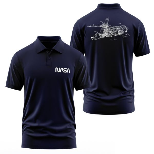 NASA Retro Mechanisms Graphic v2.0 Polo Tişört XL - İndigo Mavisi