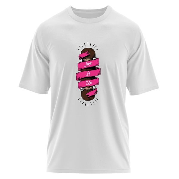 Live It Up Skates V2 Oversize Tişört S - Beyaz
