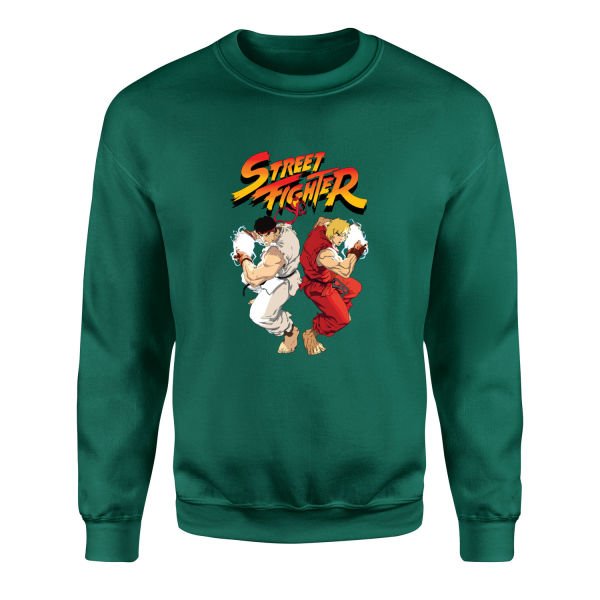 Street Fighter Sweatshirt XXL - Nefti Yeşili