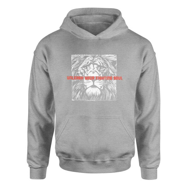 Unleash Your Fighting Soul | Lion III Hoodie M - Gri