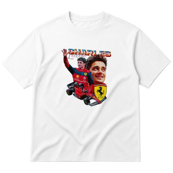 Charles Leclerc Oversize Tişört L - Beyaz