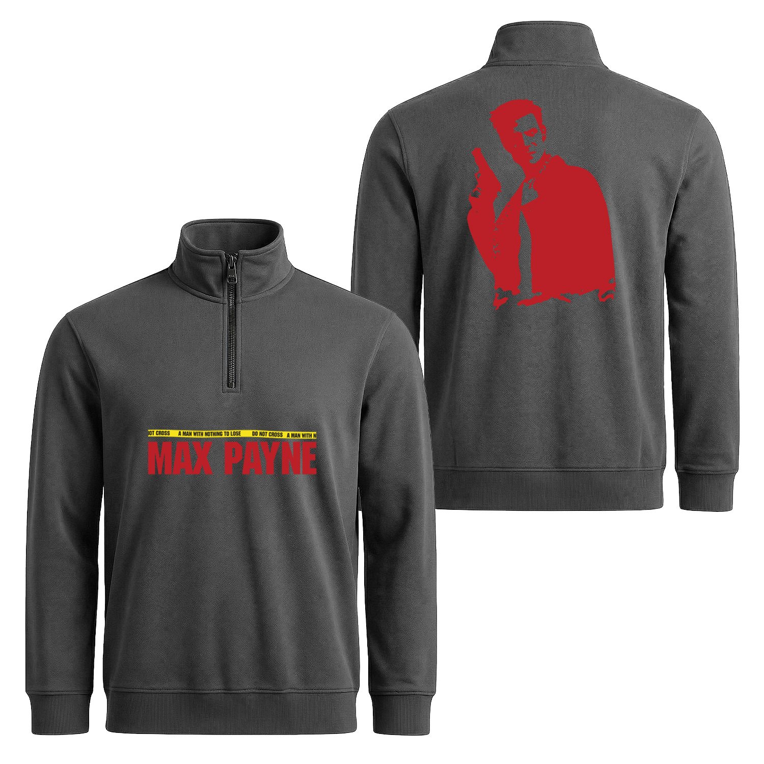 Max Payne Yarım Fermuarlı Sweatshirt S - Füme