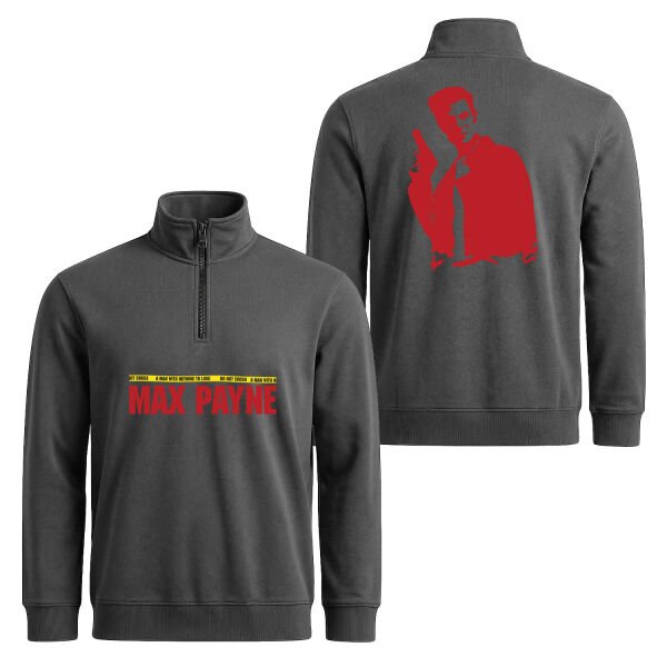 Max Payne Yarım Fermuarlı Sweatshirt S - Füme