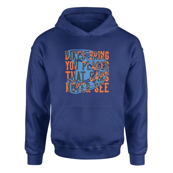 Bikes Bring You Places That Cars Never See Hoodie XL - İndigo Mavisi