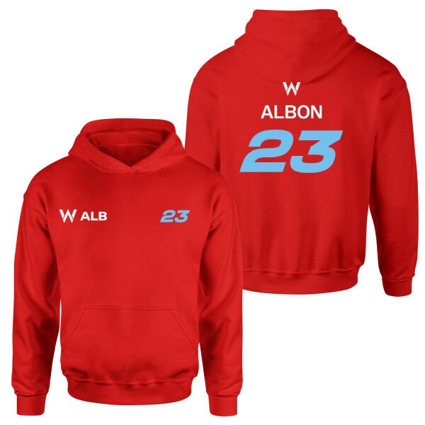 Alexander Albon 23 Driver Basic Hoodie L - Kırmızı