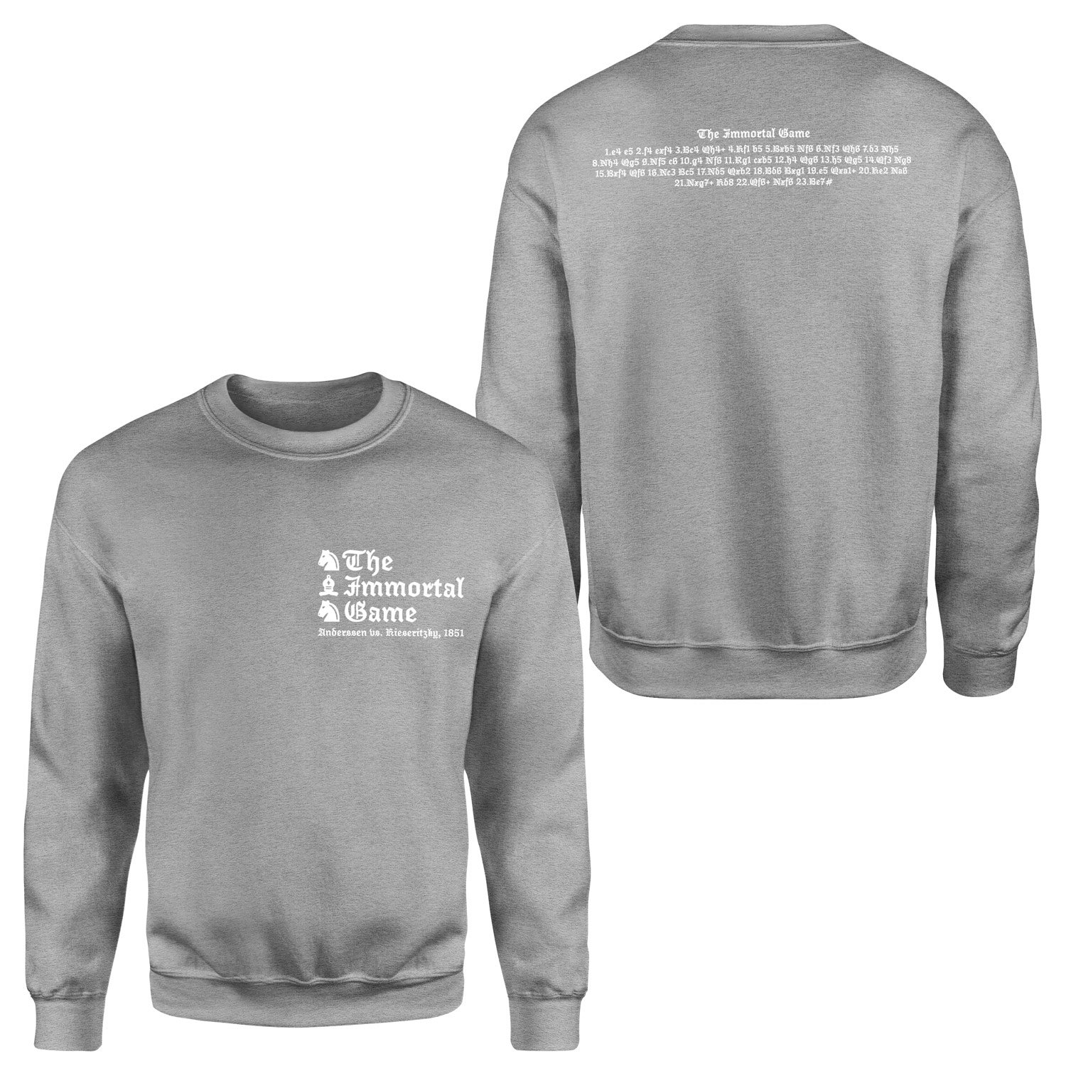 Immortal Game - Anderssen vs Kieseritzky (1851) Sweatshirt XL - Gri