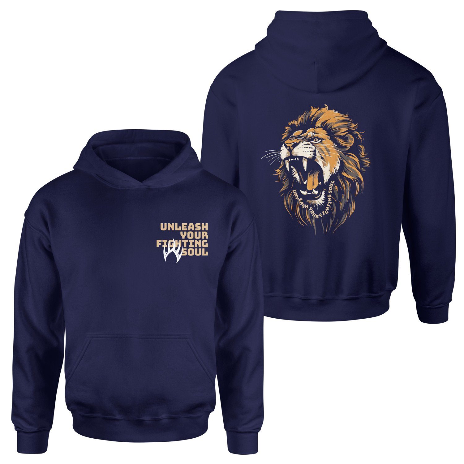 Unleash Your Fighting Soul | Lion Hoodie XL - İndigo Mavisi