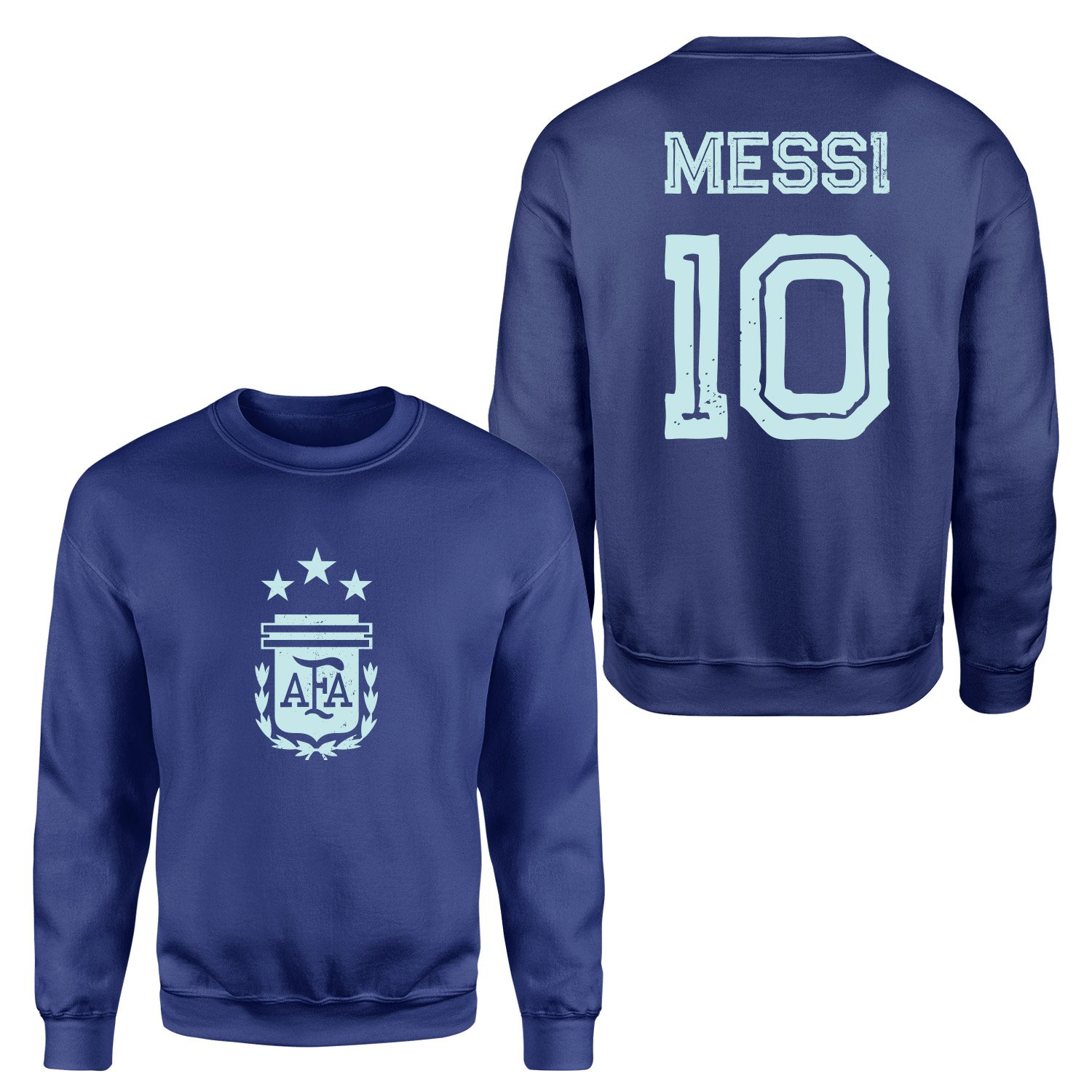 Lionel Messi 10 Argentina Grunge Sweatshirt M - İndigo Mavisi