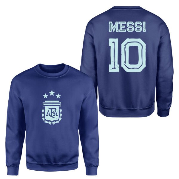 Lionel Messi 10 Argentina Grunge Sweatshirt M - İndigo Mavisi