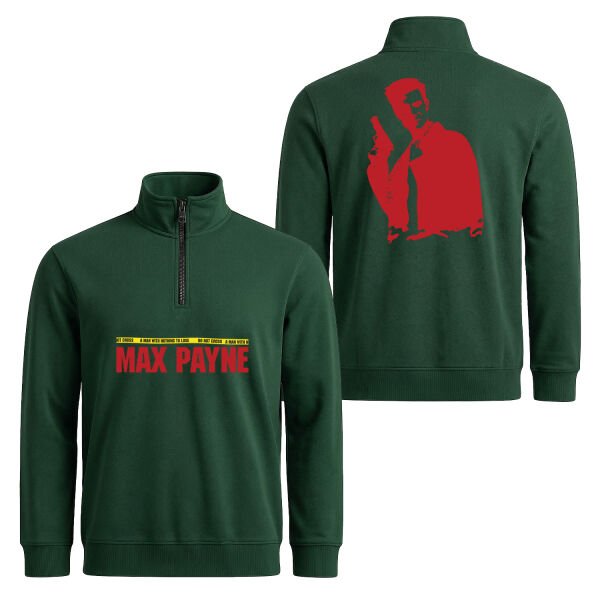 Max Payne Yarım Fermuarlı Sweatshirt S - Nefti Yeşili