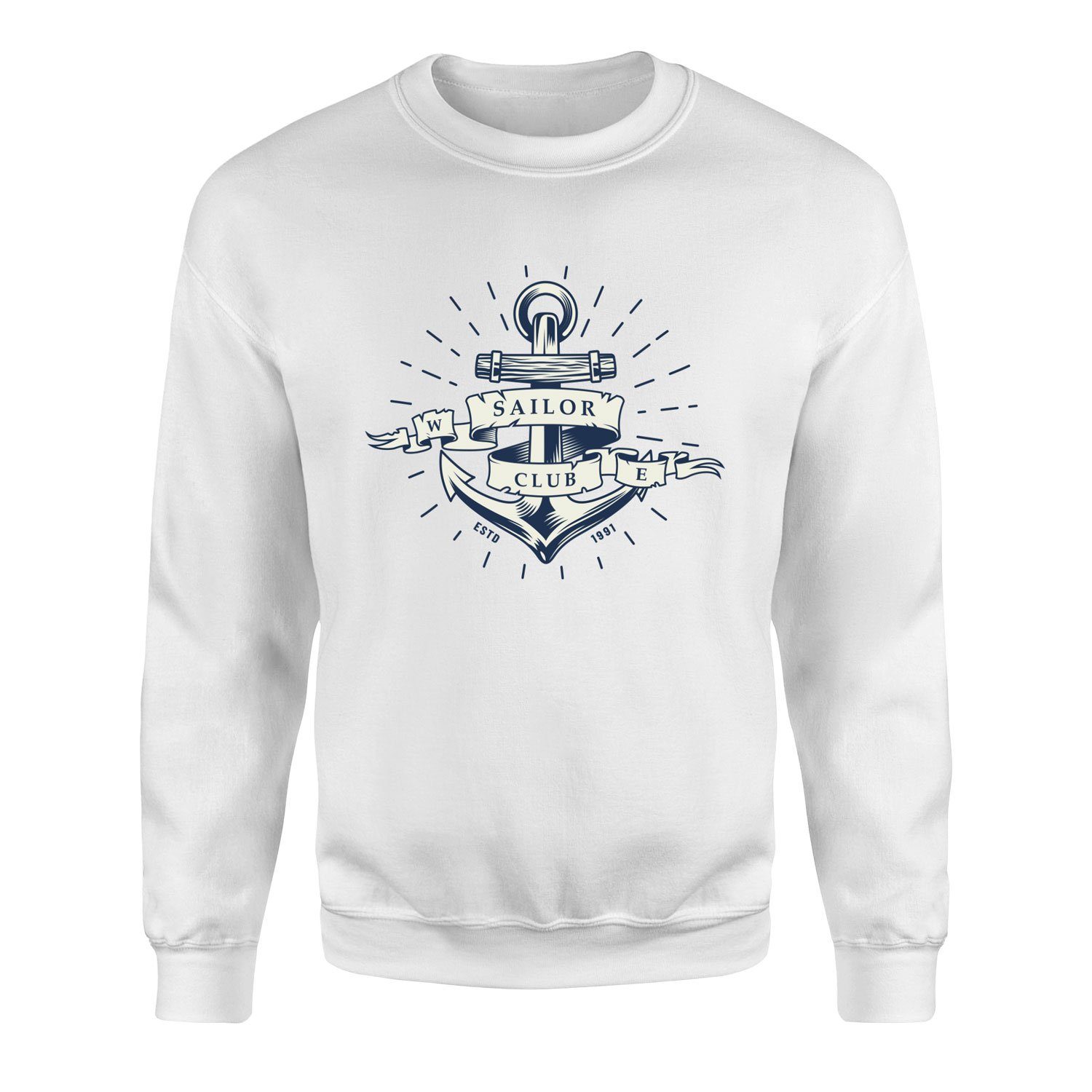 Sailor Club Denizci Tasarımlı Sweatshirt M - Beyaz