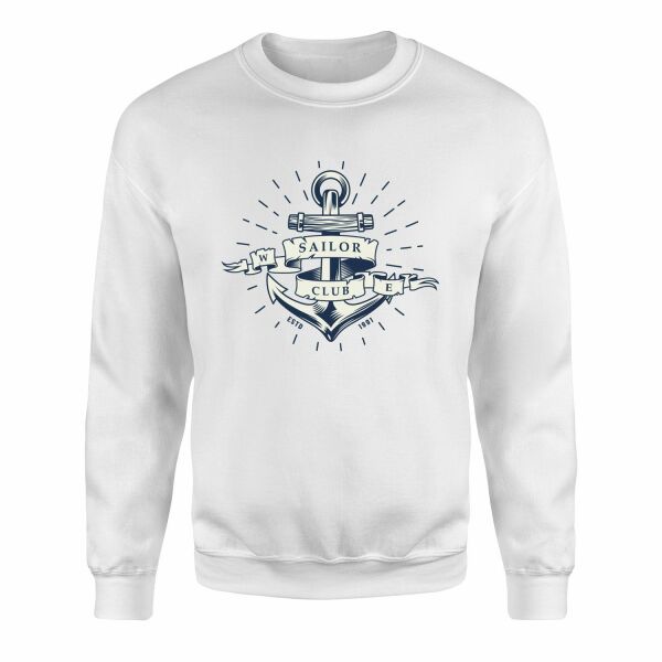 Sailor Club Denizci Tasarımlı Sweatshirt M - Beyaz