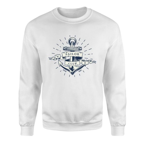 Sailor Club Denizci Tasarımlı Sweatshirt XXL - Beyaz