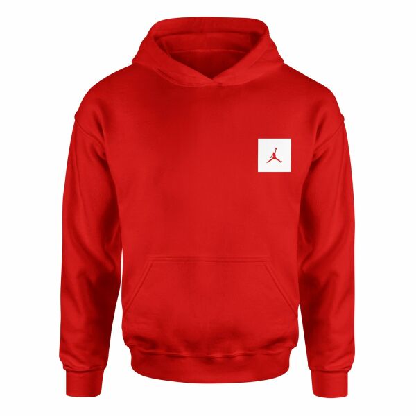 Air Jordan White Patch Hoodie M - Kırmızı