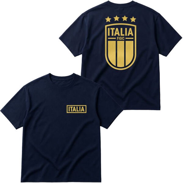 İtalya Futbol Takımı Gold Edition Oversize Tişört M - İndigo Mavisi
