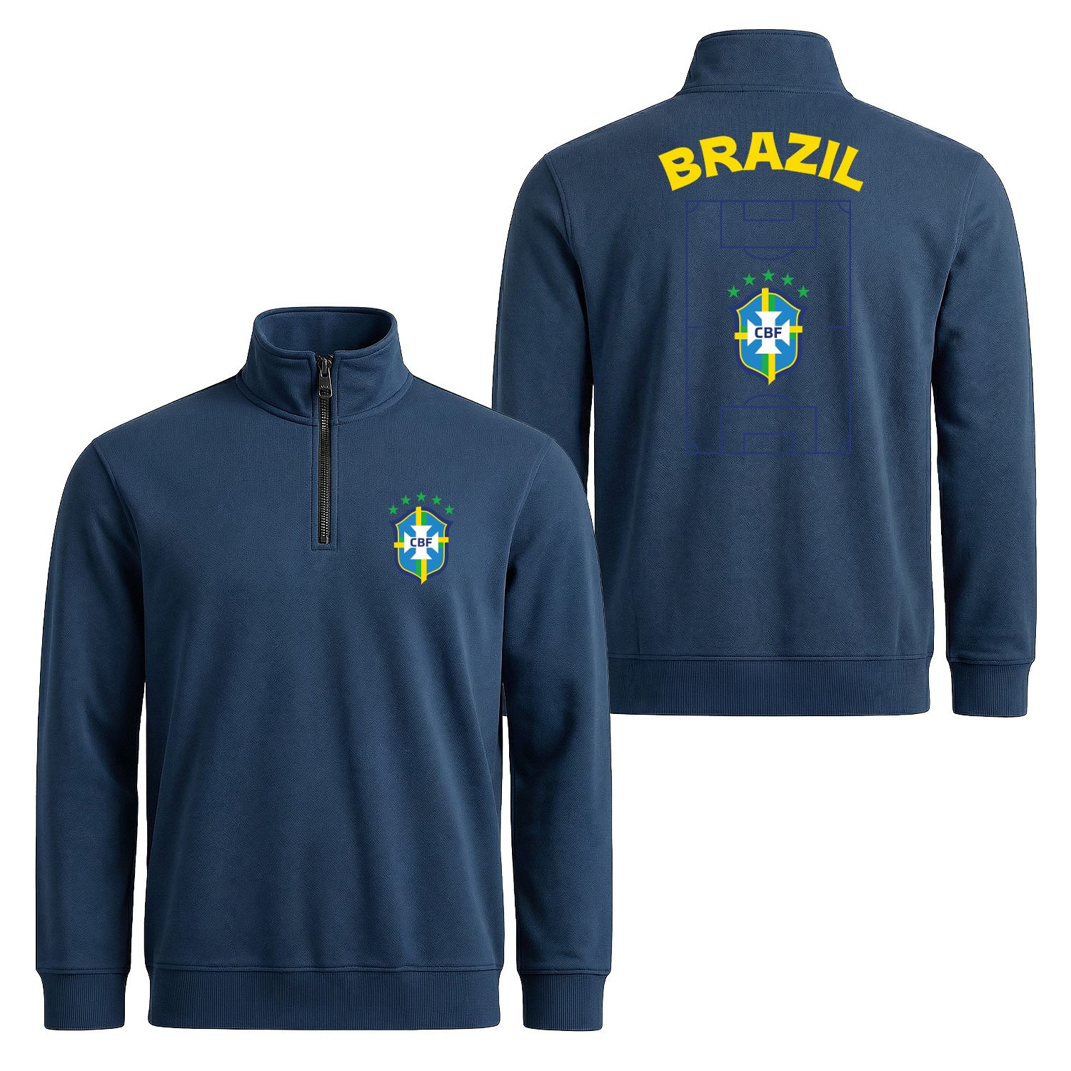 Brezilya Dünya Kupası 2026 Yarım Fermuarlı Sweatshirt XL - İndigo Mavisi