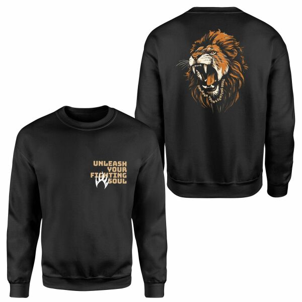 Unleash Your Fighting Soul | Lion Sweatshirt M - Siyah
