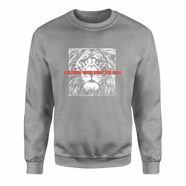 Unleash Your Fighting Soul | Lion III Sweatshirt XXL - Gri