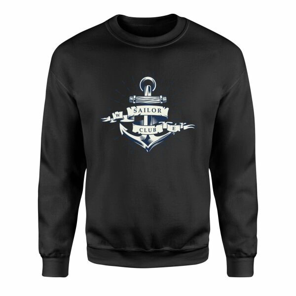 Sailor Club Denizci Tasarımlı Sweatshirt S - Siyah