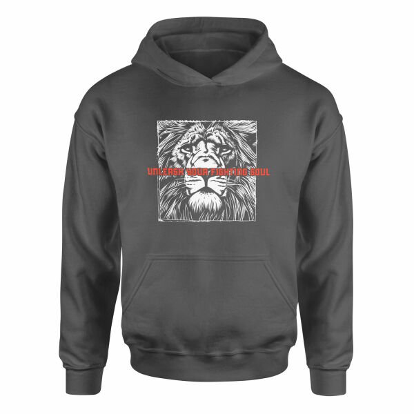 Unleash Your Fighting Soul | Lion III Hoodie L - Füme