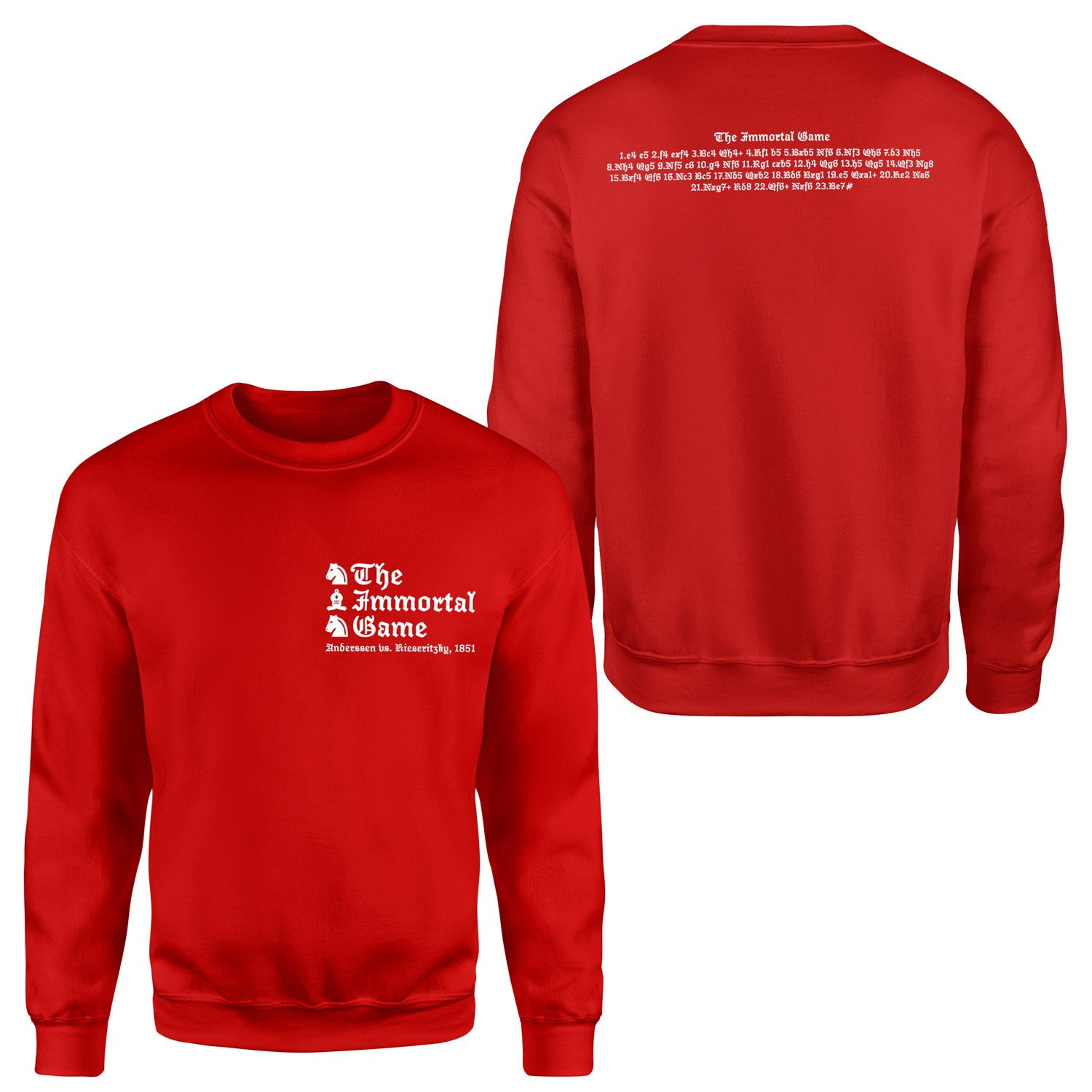 Immortal Game - Anderssen vs Kieseritzky (1851) Sweatshirt S - Kırmızı