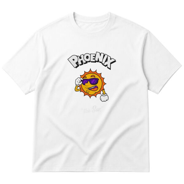 Phoenix Cartoon Oversize Tişört L - Beyaz