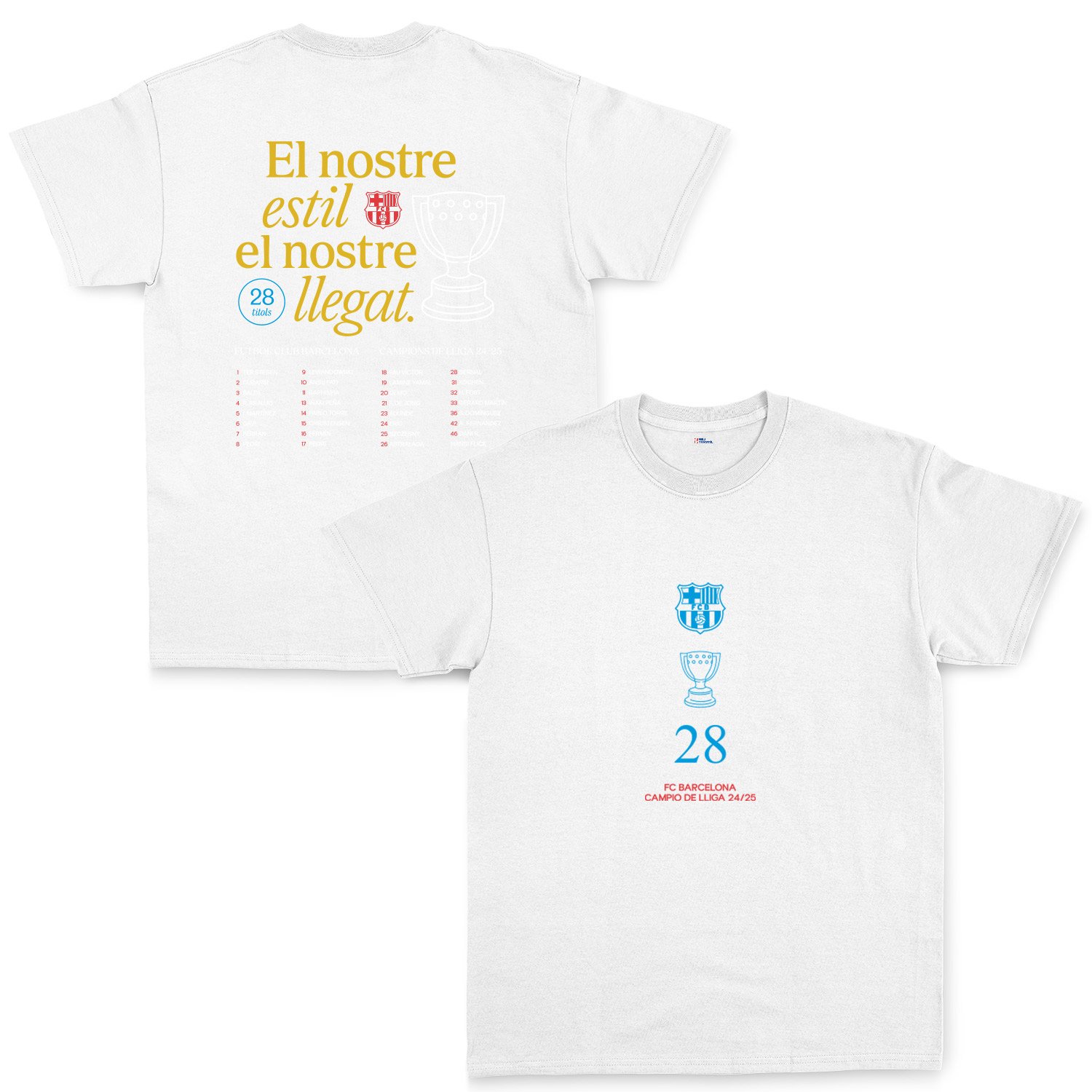 Barcelona Champions 25 Tişört XXL - Beyaz