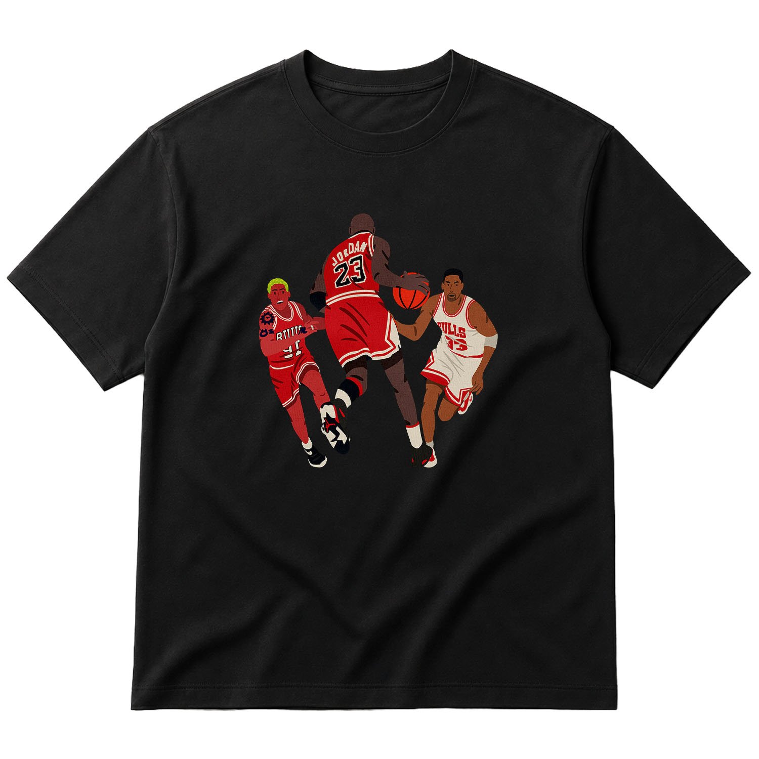 Jordan, Pippen, Rodman Oversize Tişört S - Siyah
