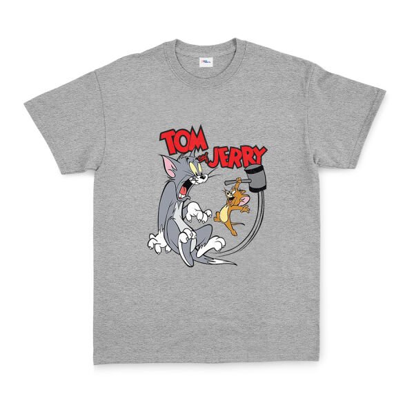Tom And Jerry Grunge Tişört M - Gri