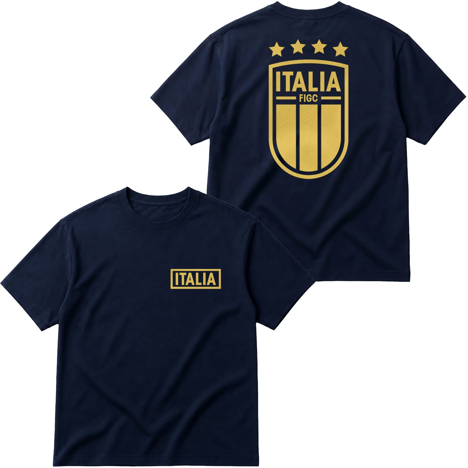 İtalya Futbol Takımı Gold Edition Oversize Tişört XL - İndigo Mavisi