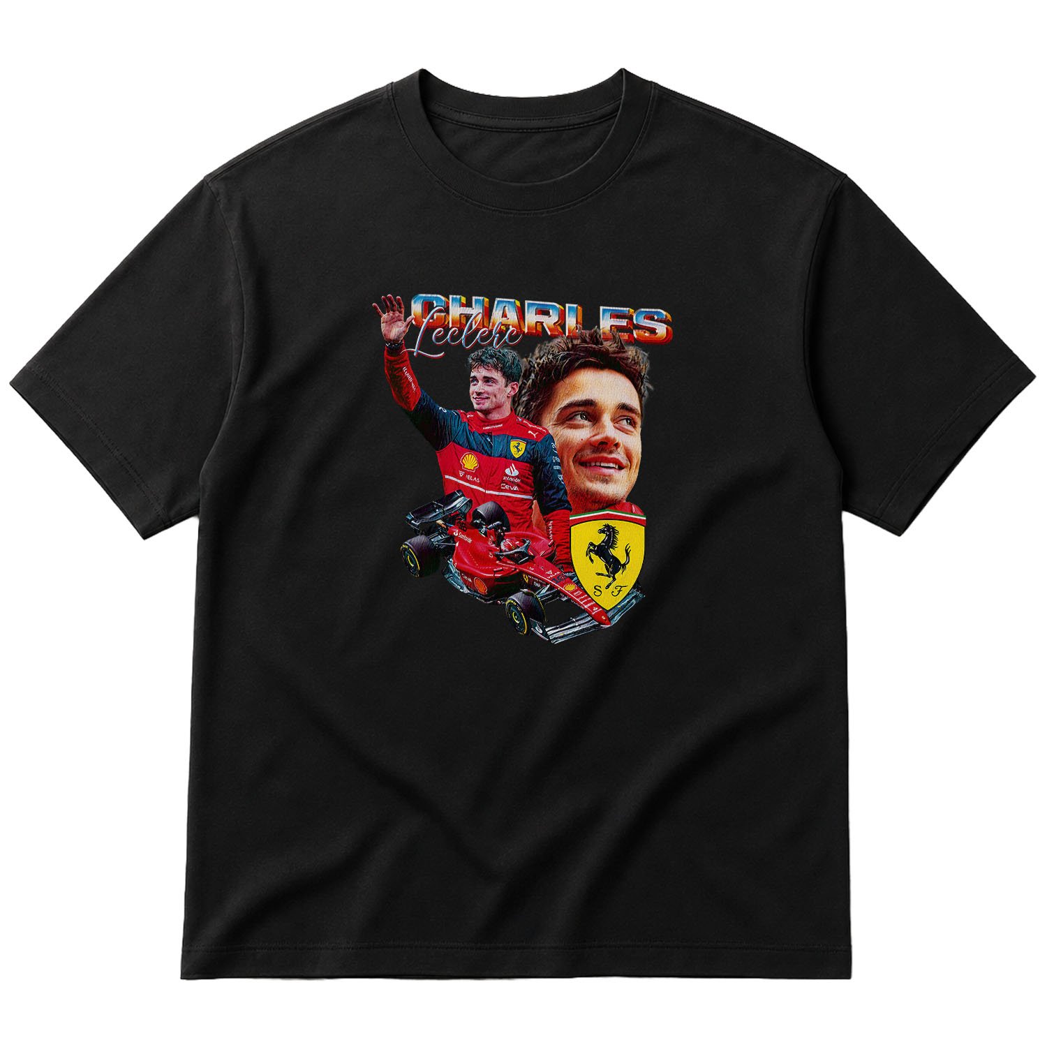 Charles Leclerc Oversize Tişört XL - Siyah
