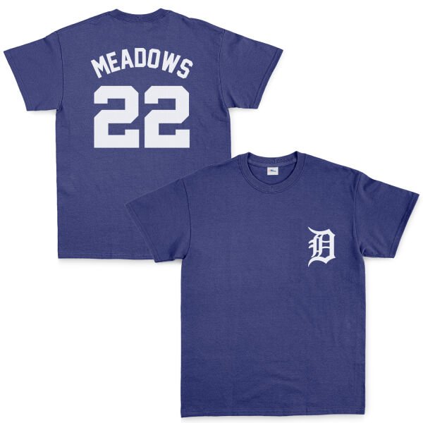 Parker Meadows 22 Detroit Tigers Jersey Tişört L - İndigo Mavisi