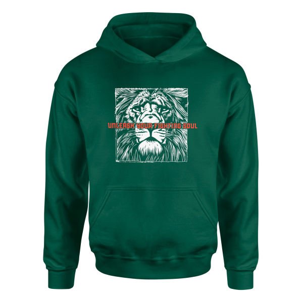 Unleash Your Fighting Soul | Lion III Hoodie XL - Nefti Yeşili