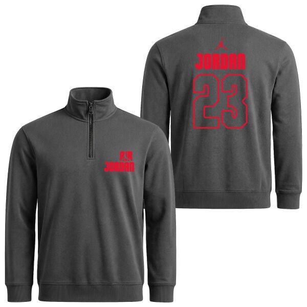 Air Jordan Block 23 Yarım Fermuarlı Sweatshirt S - Füme