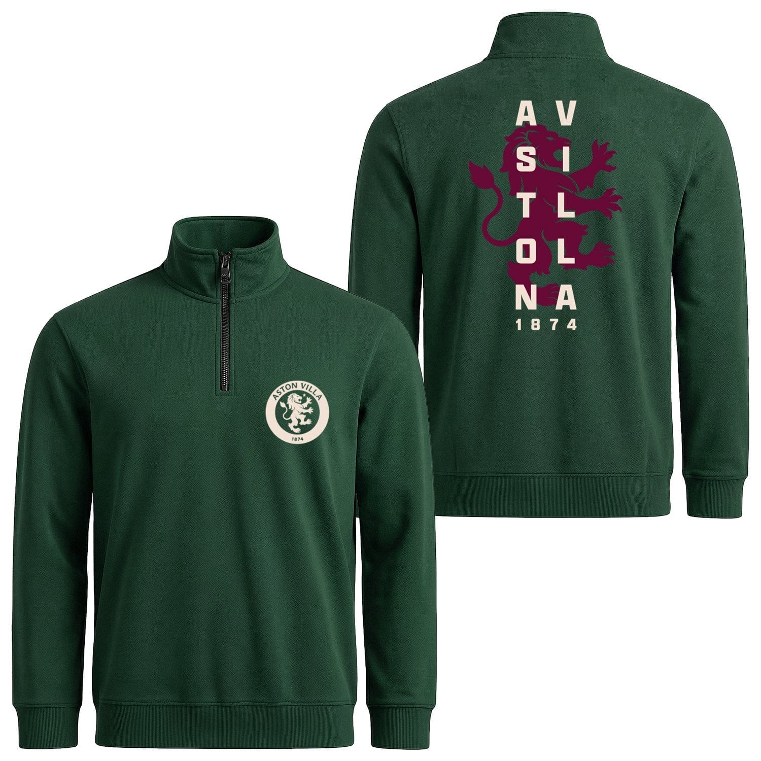 Aston Villa 1874 Heritage Yarım Fermuarlı Sweatshirt L - Nefti Yeşili | OUTLET