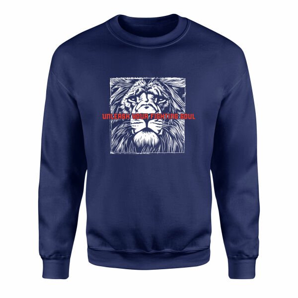 Unleash Your Fighting Soul | Lion III Sweatshirt S - İndigo Mavisi