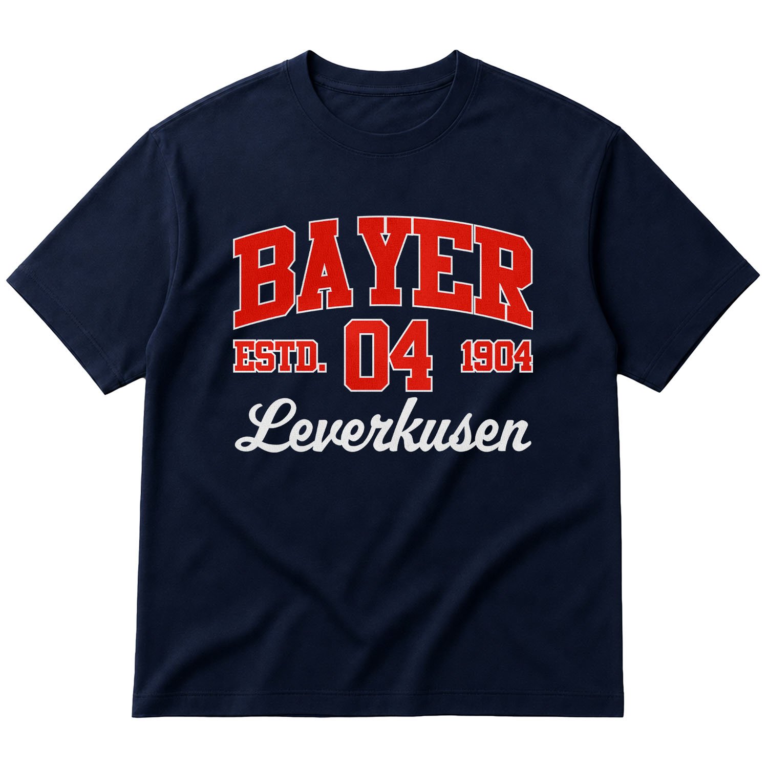 Bayer 04 Leverkusen 04 ESTD. 1904 Oversize Tişört L - İndigo Mavisi