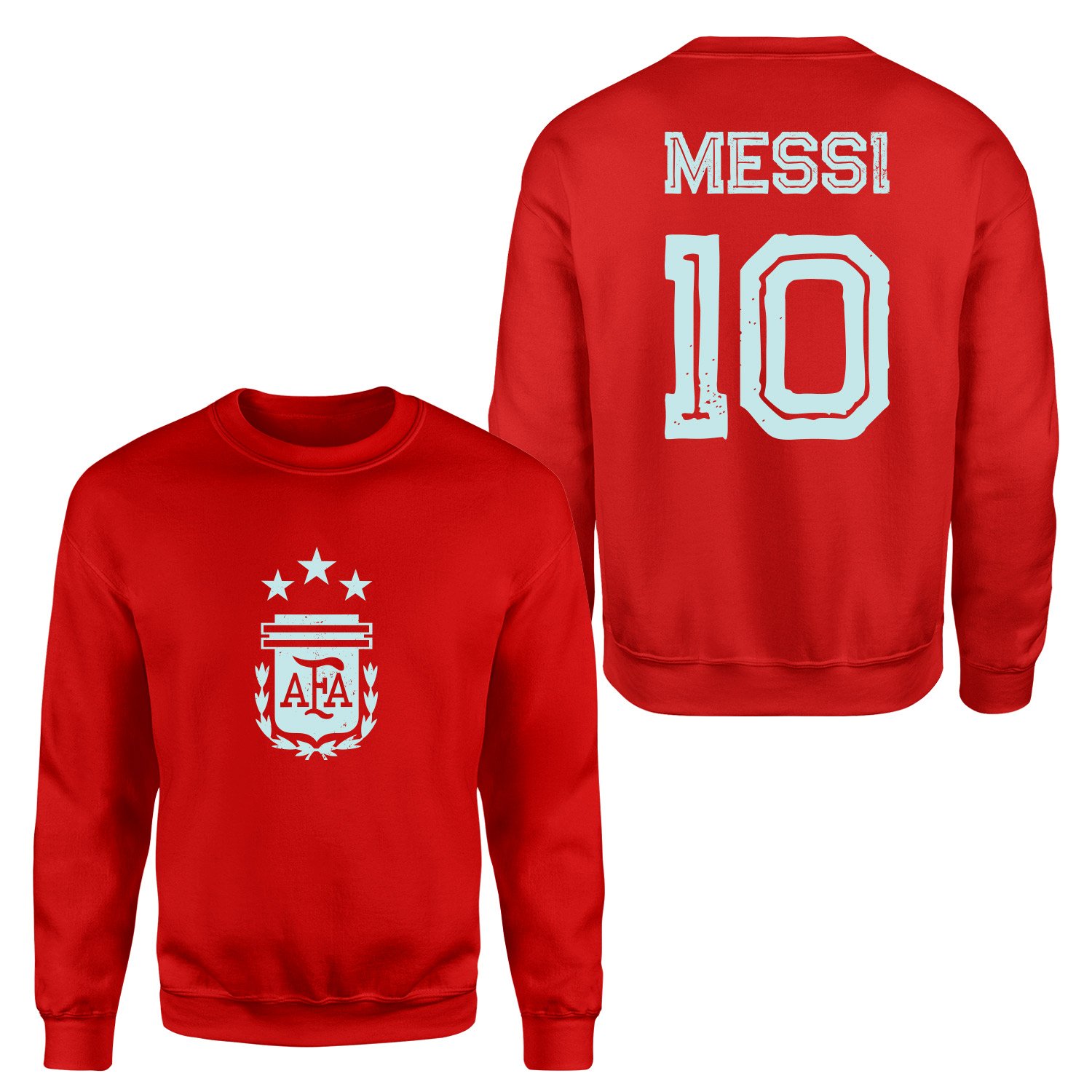 Lionel Messi 10 Argentina Grunge Sweatshirt XL - Kırmızı