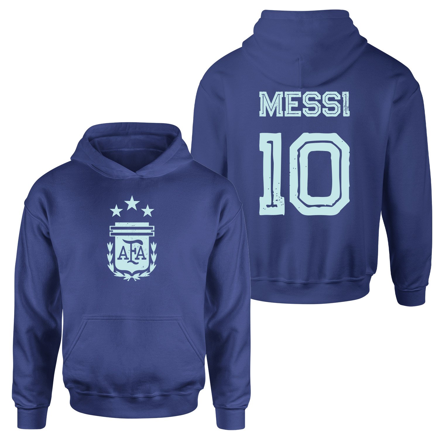 Lionel Messi 10 Argentina Grunge Hoodie XXL - İndigo Mavisi