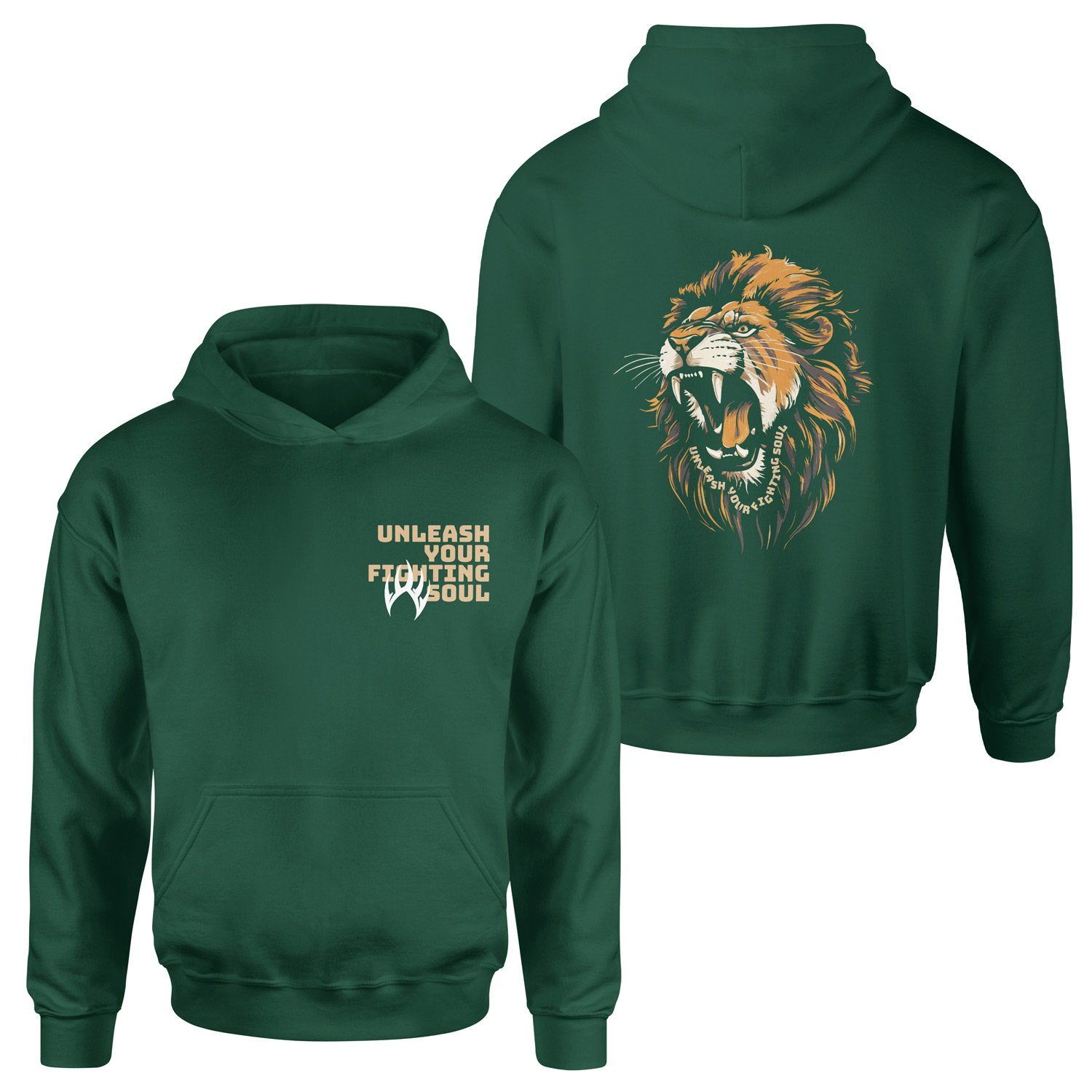 Unleash Your Fighting Soul | Lion Hoodie L - Nefti Yeşili