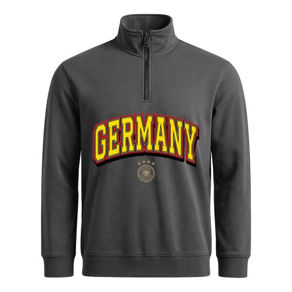 Almanya 2026 Varsity Yarım Fermuarlı Sweatshirt S - Füme