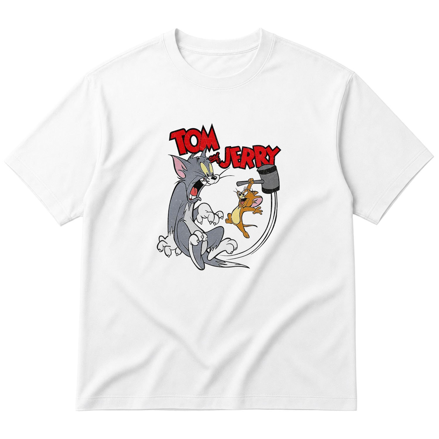 Tom And Jerry Grunge Oversize Tişört S - Beyaz
