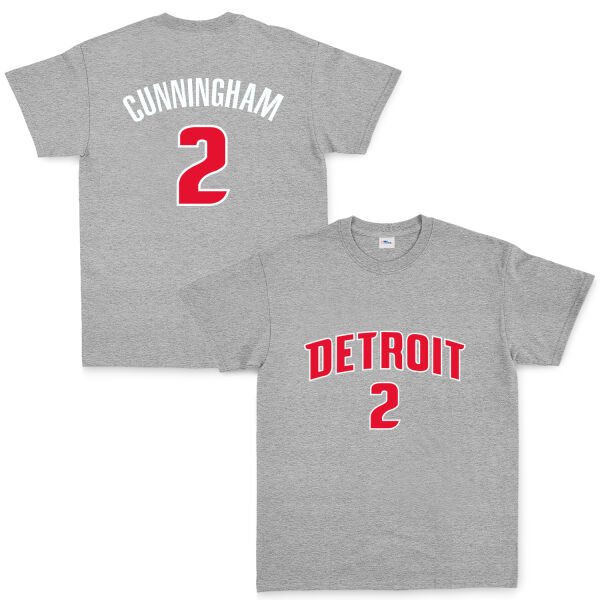 Cade Cunningham 2 Pistons Forma Tişört L - Gri