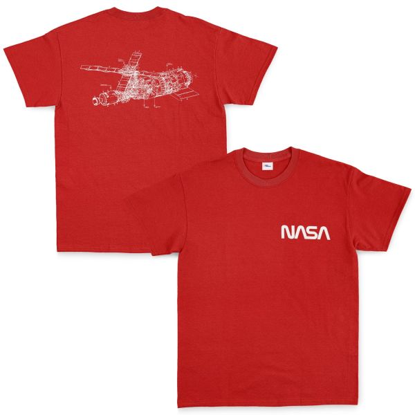 NASA Retro Mechanisms Graphic v2.0 Tişört L - Kırmızı