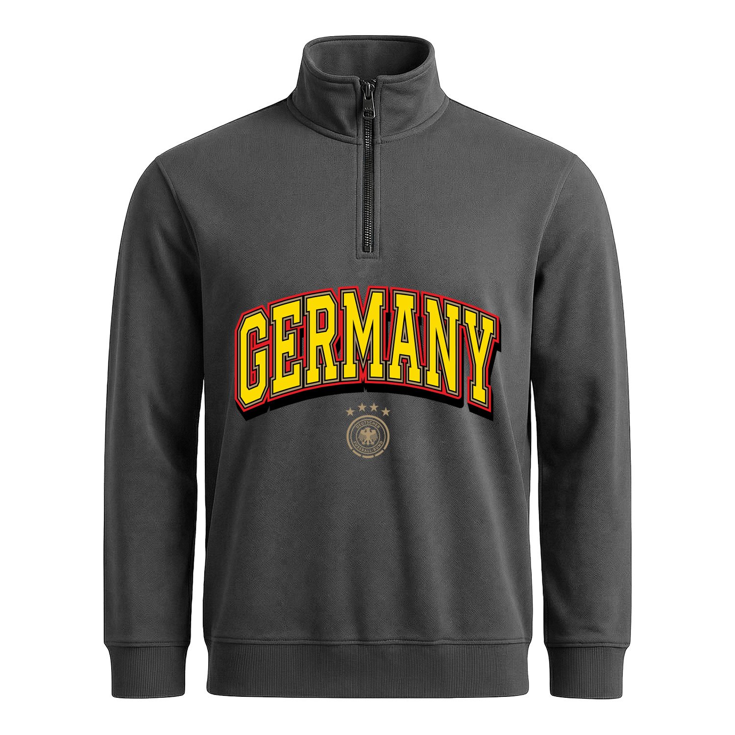 Almanya 2026 Varsity Yarım Fermuarlı Sweatshirt XXL - Füme