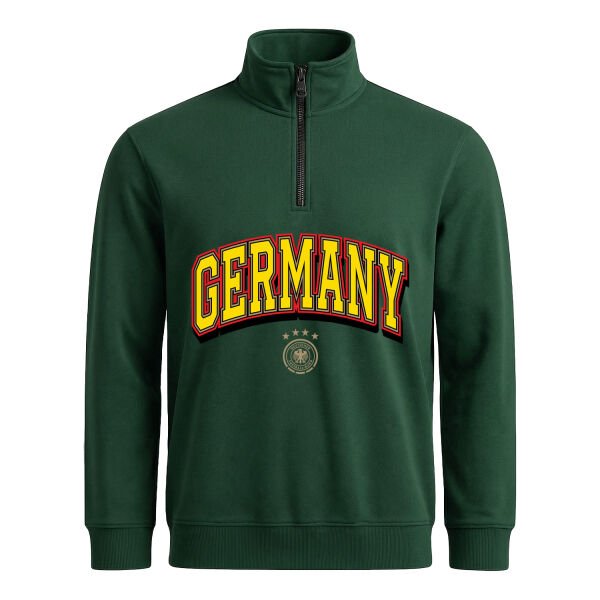 Almanya 2026 Varsity Yarım Fermuarlı Sweatshirt S - Nefti Yeşili
