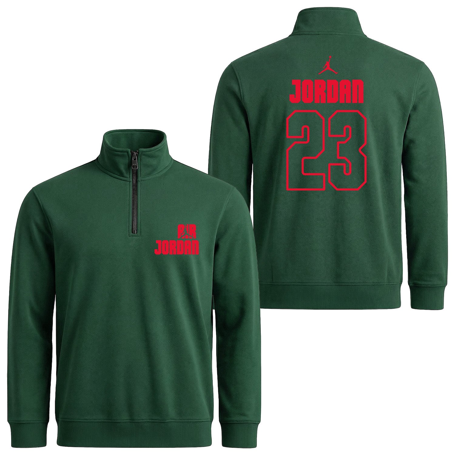 Air Jordan Block 23 Yarım Fermuarlı Sweatshirt XXL - Nefti Yeşili
