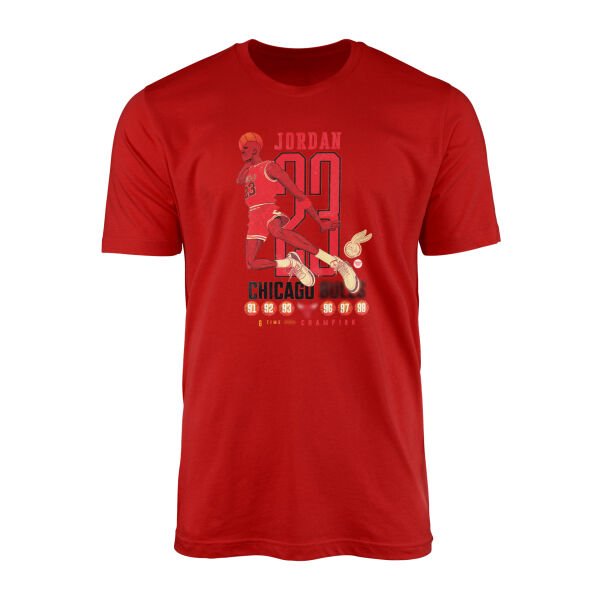 6 Time Champion, Michael ''Air'' Jordan Tişört L - Kırmızı
