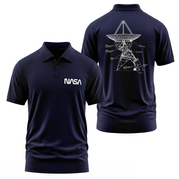 NASA Retro Mechanisms Graphic v3.0 Polo Tişört XL - İndigo Mavisi