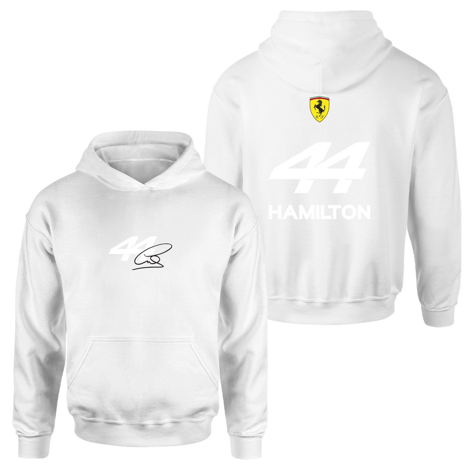 Lewis Hamilton 44 Signature Hoodie M - Beyaz